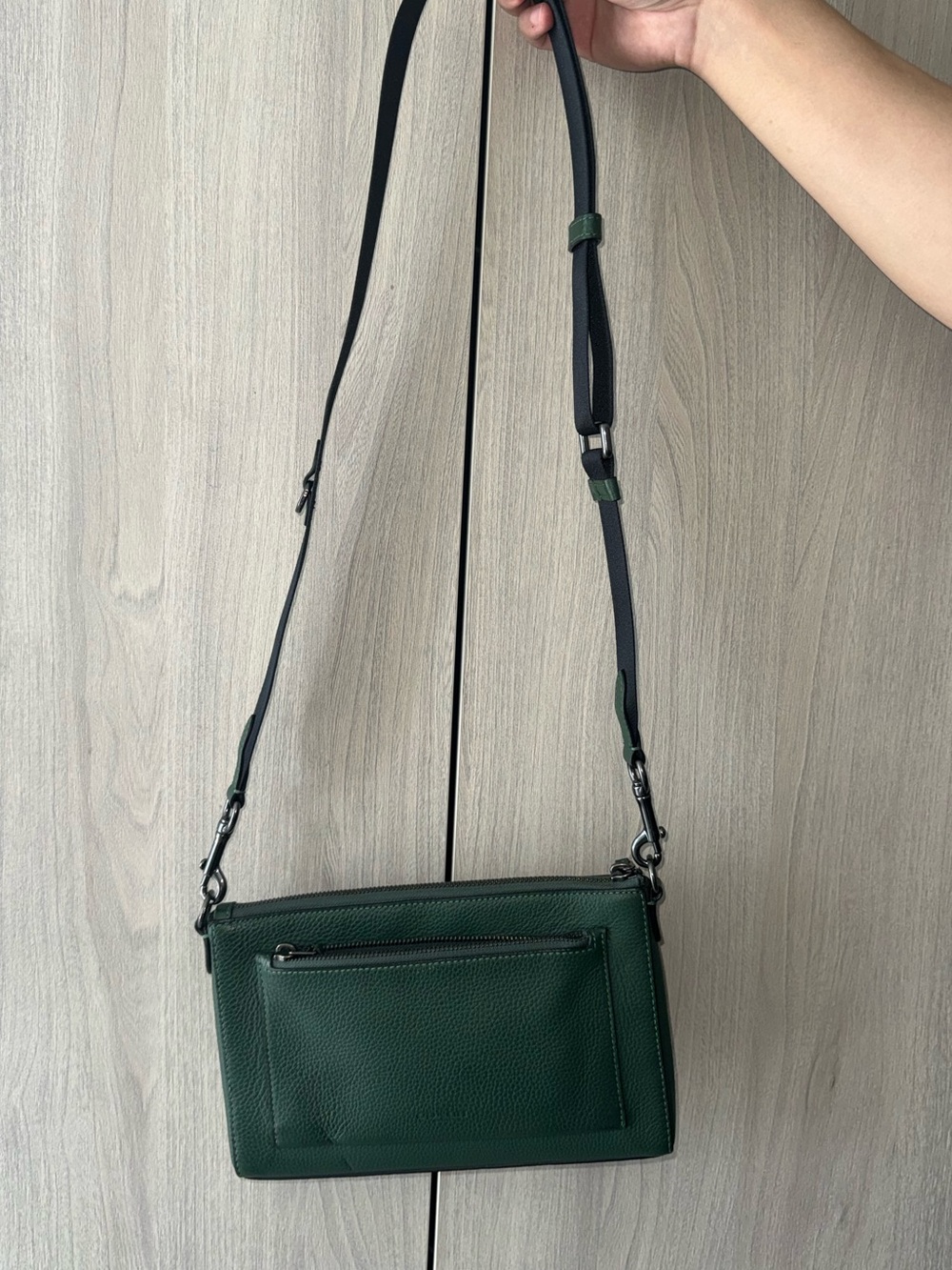Coach Dark Green Pebbled Leather Crossbody Bag